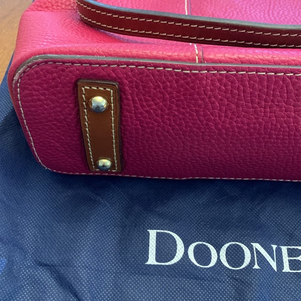 Dooney & Bourke Hot Pink Pebble Leather Tote with Brown Handles - Picture 4 of 9